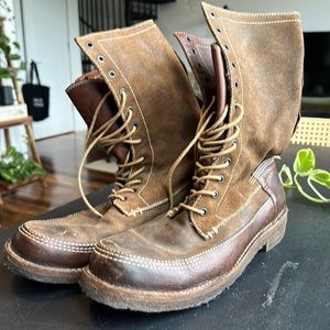 Vintage 80s Frye Boots Men Size 10.5 All Leather Brown